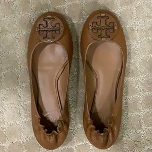 Tory Burch Royal Tan Minnie Ballet Flats, Size 6.5